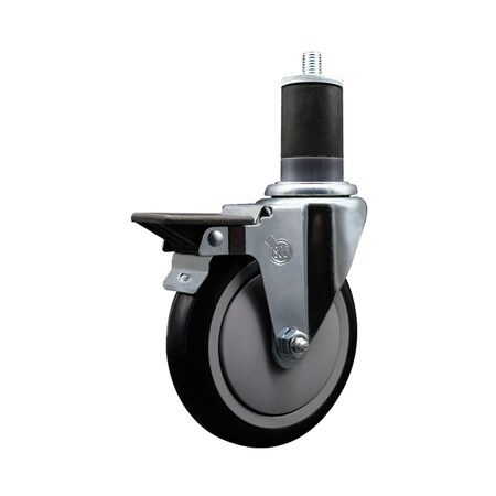 Service Caster 5'' Black Poly Swivel 1-5/8'' Expanding Stem Caster with Brake SCC-EX20S514-PPUB-BLK-PLB-158